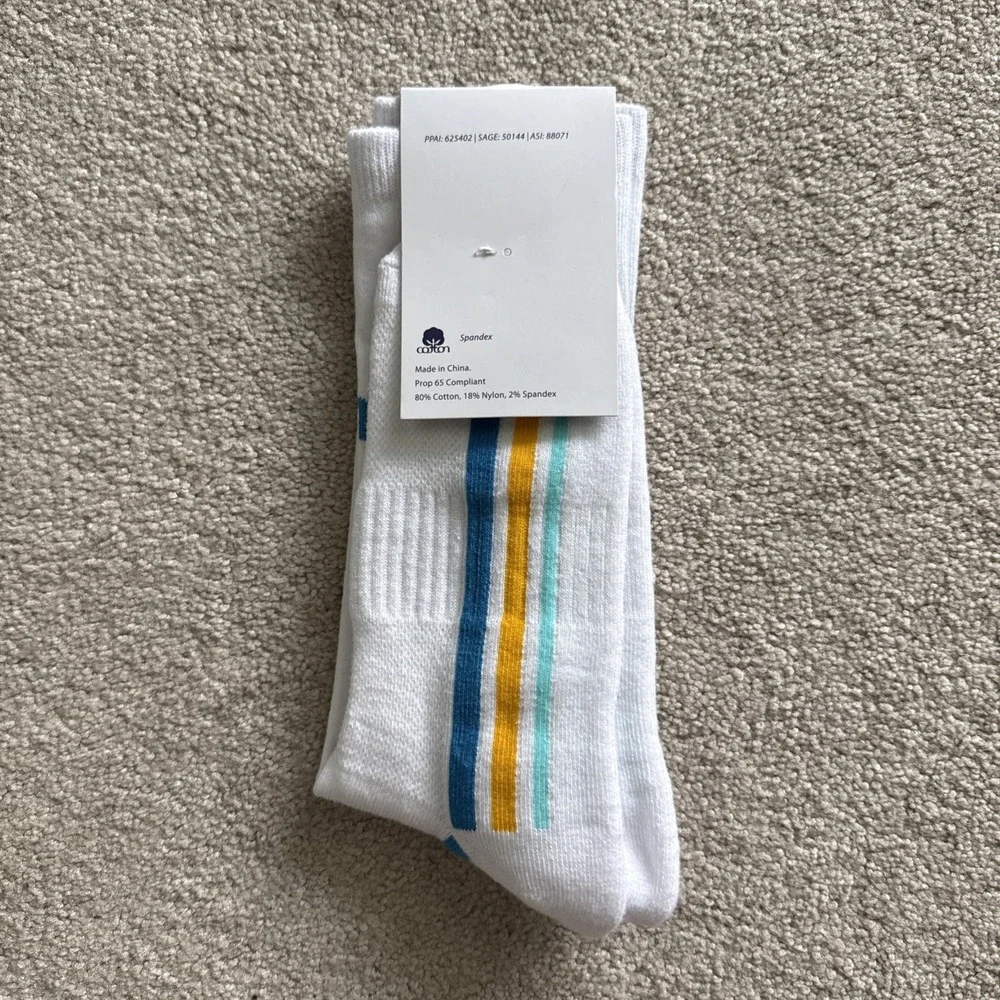 Walmart Store Logo Employee Worker Pair of Crew Socks White Cotton Blend